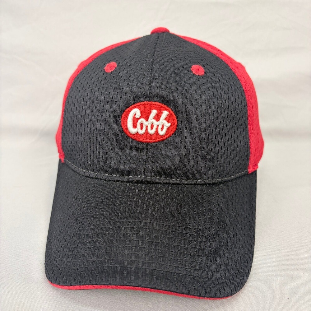 Creative Marketing Cobb Hat Baseball Cap Mens OSFM Black Red Mesh Logo 1628